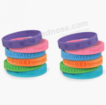 Commercio all'ingrosso del braccialetto impresso braccialetto in silicone logo personalizzato