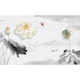 B535 inkt en water lotus achtergrond schilderij kunstwerk afdrukken