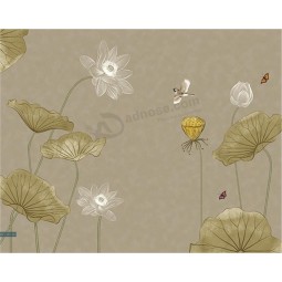 B536 chinesische Art Hand gezeichnete Pinselarbeit Lotus Hintergrund Wand Dekoration Tinte Malerei