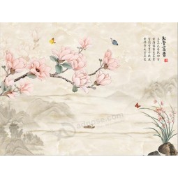 B539 neue chinesische Art handgemalte Yulan Magnolie Blume und Vogel Landschaft Tuschemalerei