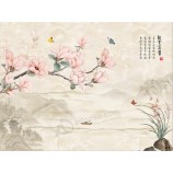 B539 nieuwe chinese stijl handgeschilderde yulan magnolia bloem en vogel landschap inkt schilderij