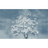 B544 fijne penseelvoering bloem en vogel witte magnolia achtergrond muurschildering kunst aan de muur afdrukken
