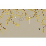 B545-1 handgeschilderde fijne penseelvoering bloemen en vogels ginkgo achtergrond inkt schilderij kunst aan de muur afdrukken
