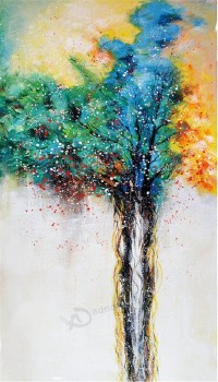 C124优雅生活树手绘油画艺术印花门廊装饰