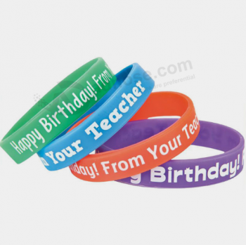 Custom print bulk cheap silicone rubber wristband