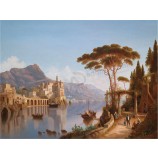 C138 europese landschap olieverfschilderij achtergrond wanddecoratie kunstdruk