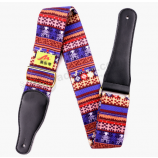 Durable comfortable nice pattern leather ends guitar strap
