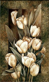 C141 européen rétro tulipe blanche peinture à l'huile porche fond mur peinture décorative