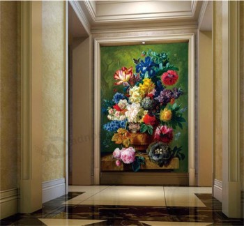 Impresión del arte de la pared del fondo de la pintura al óleo decorativa de las flores clásicas europeas de la alta definición c143