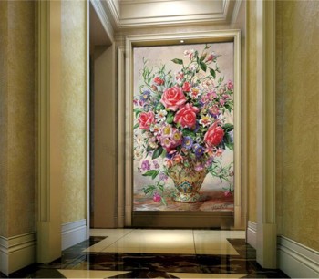 C144 European Classical Rose Oil Painting Wall Background Decorative Mural