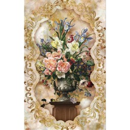C146 European Style Relief 3D Vase Flower Oil Painting Wall Background Decorative Mural