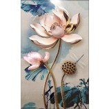 E036 3d reliëf lotus inkt schilderij achtergrond decoratief schilderen