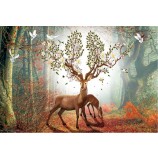 F015 dreamlike foresta alce sfondo muro decorativo inchiostro pittura murale