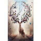 F017 dreamlike foresta alce portico sfondo muro murale decorativo