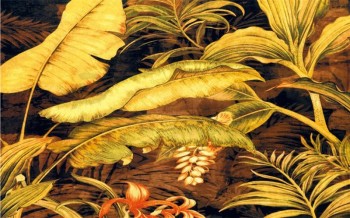 F018東南アジアスタイルのバナナ葉の背景壁装飾壁画