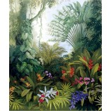 F019 pluie tropicale médiévale rorest paysage fond peinture encre de décoration