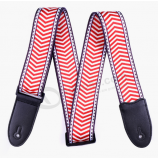 Transfer Printing guitar straps Jacquard Weave Classical Leather Adjustable Length