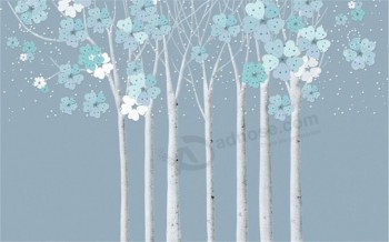 F024 New Chinese Style Cherry Blossom Abstract Background Decorative Mural Wall Art Printing