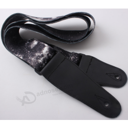 Correa de guitarra eléctrica bajo de cuero negro termina partes de guitarra