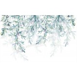 F029 feuilles vertes fraîches style aquarelle fond peinture décorative impression art mural