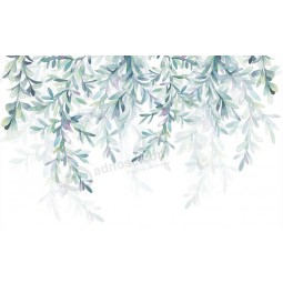 F029 frische grüne Blätter Aquarell Stil Hintergrund dekorative Malerei Wand Kunstdruck