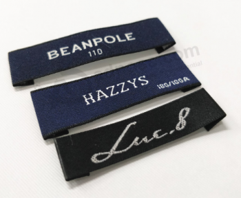 End folded customized woven clothing labels wholesale