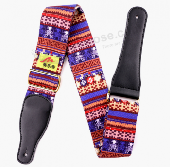 Sublimation Printing Adjustable Guitar Strap with Leather Ends