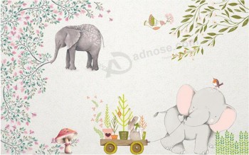 A262 간단한 작은 신선한 코끼리 배경 벽화 벽 아트 잉크 그림 집에 대 한