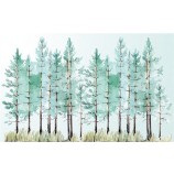 F031 Modern Fashion Peppermint Green Forest Background Decorative Ink Painting Wall Art Printing