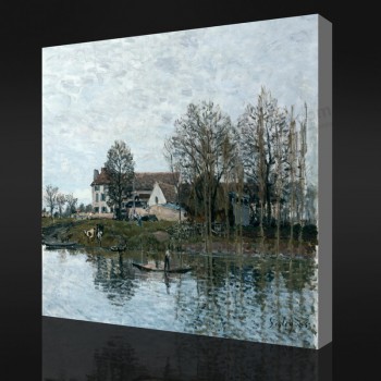 NO.F075 Alfred Sisley - The Seine at Port-Marly Oil Painting Living Room Decorative Painting