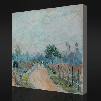 NO.F071 Alfred Sisley - The Road of Prunay at Bougival, 1874 Oil Painting Home Decorative Painting