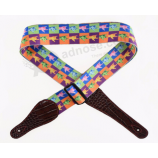 Artistic Sunburst Pattern Polypropylene Guitar Strap with PU Leather Ends