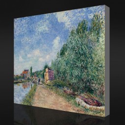 NO.F068 Alfred Sisley - The Loing Channel, Tow-Path, 1882 Oil Painting Wall Art Printing