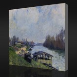Nee.F067 alfred sisley-Het wasgoed bij billancourt, 1879 olieverfschilderij aan de muur