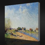 No.F057 alfred sisley-Il canale di loing a saint-Mammut, pittura decorativa della parete del fondo della pittura a olio 1885