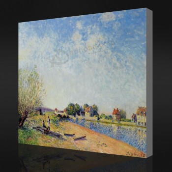 Pas.F057 alfred sisley-Le canal de loing chez saint-Mammes, 1885 peinture décorative de mur de fond de peinture à l'huile