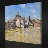 нет.F054 alfred sisley-мост морета, апрель утром, 1888 г. масляной живописи фоне стены декоративной живописи