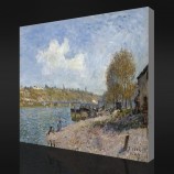 Nee.F043 alfred sisley-Wasvrouwen aan de oever van de rivier, 1884 olieverfschilderij achtergrond muur decoratief schilderen
