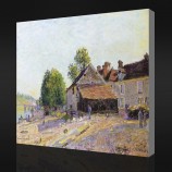 Nee.F040 alfred sisley-Landschap dichtbij moret, 1884 olieverfschilderij achtergrondmuur het decoratieve schilderen