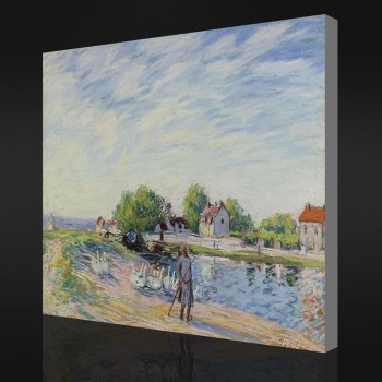 NO.F038 Alfred Sisley - Geese at Saint-Mammes Oil Painting Background Wall Decorative Painting