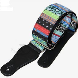 Sublimation Embroidered Ukulele Guitar Strap Belt With Leather Ends
