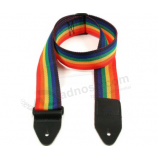 Nuevo estilo personalizado arco iris colorido poliéster rock guitarra correas