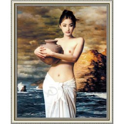 C032 Ladies Hold Bottles and Cans Oil Painting Background Wall Decorative Mural Home Decor