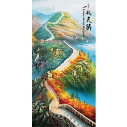 C023 Hand Painted Autumn Scenery of the Great Wall Oil Painting Art Wall Background Decoration Murals