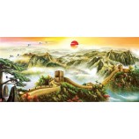 B289长城风景水墨画背景墙装饰壁画