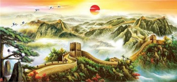 B289 the Great Wall Landscape Ink Painting Background Wall Decoration Murals
