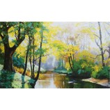 C025 foresta al mattino luce pittura a olio tv sfondo decorativo murale