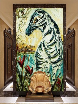 C026抽象的な馬3d油絵の芸術の壁の背景装飾の壁画
