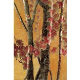 C030 3d红枫叶油画艺术墙背景装饰壁画