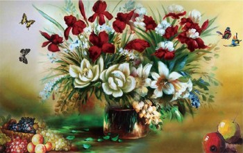 C031 European Style Flower Vase Pottery Oil Painting TV Background Decorative Mural